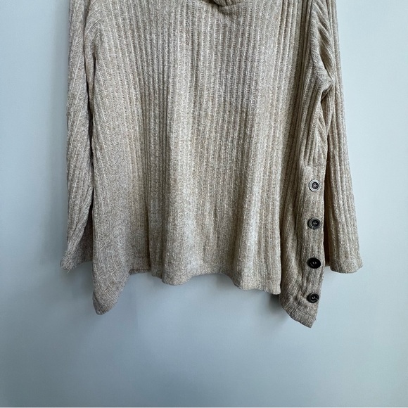 Soft Surroundings Hooded Side Button Chenille Pullover Fresh Powder Sweater Med - Picture 5 of 11